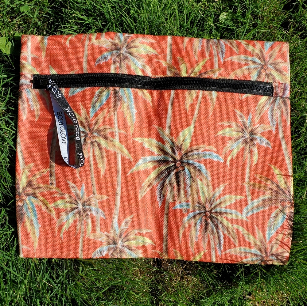 NWOT Body Glove Orange Tropical Print Zip Carry Pouch